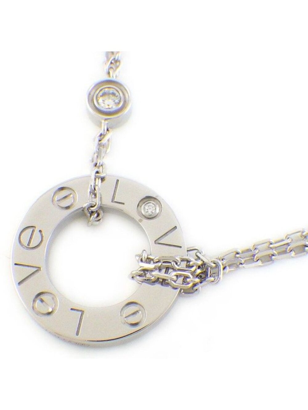 Cartier Necklace Love Circle Diamond Total 18k White Gold